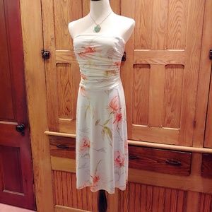 Peep Studio ruched strapless floral dress